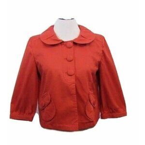 Ann Taylor Orange Light Weight Cropped Cotton Blend Jacket XS